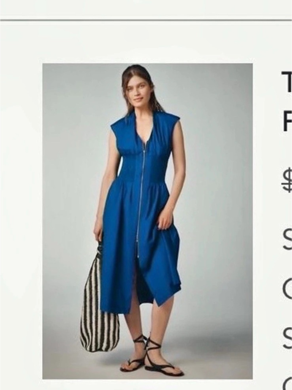 Maeve Tommy Zip-Front Midi Dress sapphire Blue Midi Zip-Front Dress Like New